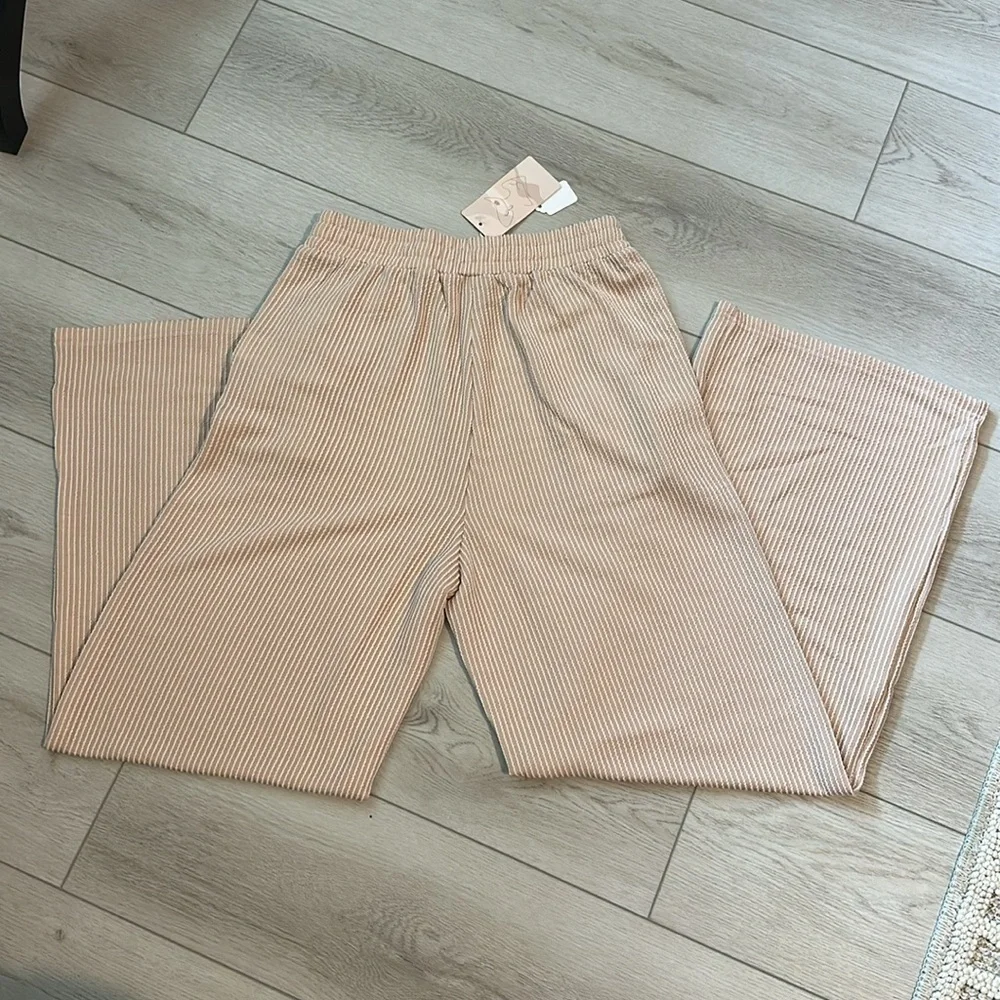 Women's Beige Ribbed Pants - Picture 5 of 5
